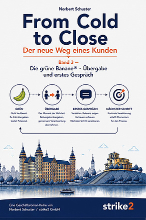 From Cold to Close – Band 3: Die grüne Banane® Buchcover „From Cold to Close – Band 3: Die grüne Banane®“ von Norbert Schuster über Lead-Übergabe und das erste Vertriebsgespräch.