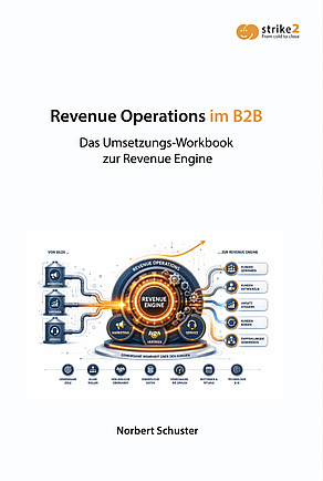 Revenue Operations im B2B – Das Umsetzungs-Workbook zur Revenue Engine Buchcover „Revenue Operations im B2B“ von Norbert Schuster mit grafisch dargestellter Revenue Engine.
